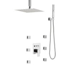 VEVOR Shower Faucet Set, 254 mm Ceiling Mount Rainfall Shower System with 6 Body Jets and 2 in 1 Handheld Spray, Rotatable 3-Function Rain Head System Set, Complete Brass Valve and Trim Kit, Chrome