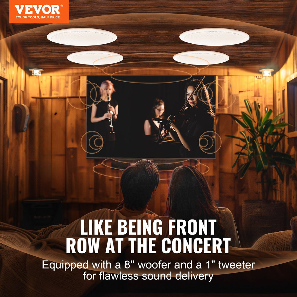 VEVOR 4PCs 8 in/20.3 cm Ceiling Speakers 100W Flush Mount Ceiling & in-Wall Speakers