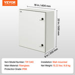 VEVOR Fiberglass Enclosure Electrical Enclosure Box 50x40x20 cm Wall Mount