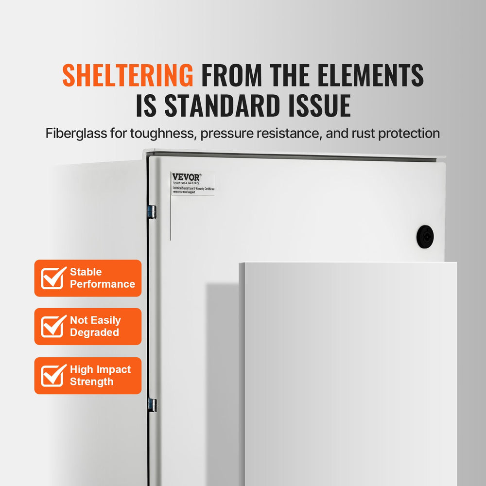 VEVOR NEMA Steel Enclosure, 60x50x23 cm NEMA 4X Fiberglass Electrical Box, IP66 Waterproof & Dustproof, Outdoor/Indoor Electrical Junction Box, with Mounting Plate