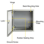 VEVOR NEMA Steel Enclosure, 40x40x20 cm NEMA 4X Steel Electrical Box, IP66 Waterproof & Dustproof, Outdoor/Indoor Electrical Junction Box, with Mounting Plate