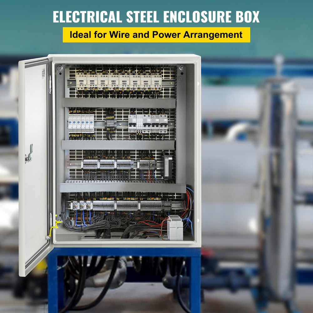 VEVOR NEMA Steel Enclosure, 50x40x15 cm NEMA 4X Steel Electrical Box, IP66 Waterproof & Dustproof, Outdoor/Indoor Electrical Junction Box, with Mounting Plate