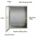 VEVOR NEMA Steel Enclosure, 50x40x15 cm NEMA 4X Steel Electrical Box, IP66 Waterproof & Dustproof, Outdoor/Indoor Electrical Junction Box, with Mounting Plate