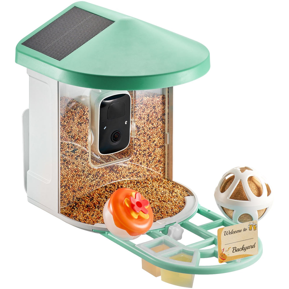 VEVOR Smart Bird Feeder with Camera, 2K HD AI Identify 10000+ Bird Species, Solar-Powered Bird Watching Camera with Auto Capture & Instant Notify, Wireless Outdoor Gift for Bird Lover (3 Solar Panels)