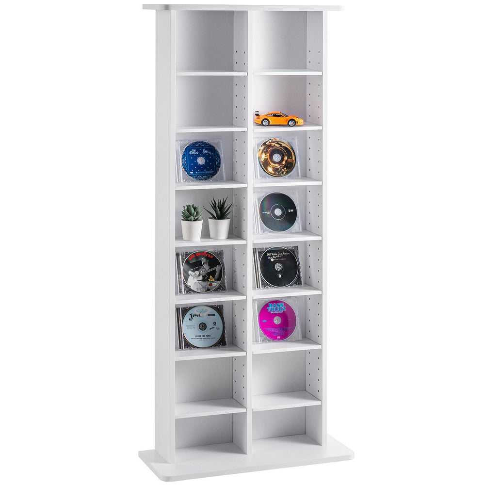VEVOR Media Storage Cabinet 8 Layers Adjustable DVD Shelves Holds 464 CDs White