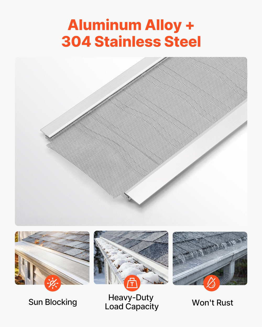 VEVOR Gutter Guard, 152.4 mm Aluminum Gutter Cover with Stainless Steel Micro Mesh, Heavy-Duty 14.63 m Length, 1.02 mm Thick, Leaf Guard for Debris and Pine Needles, Easy DIY, Screws Include, 12 PCS