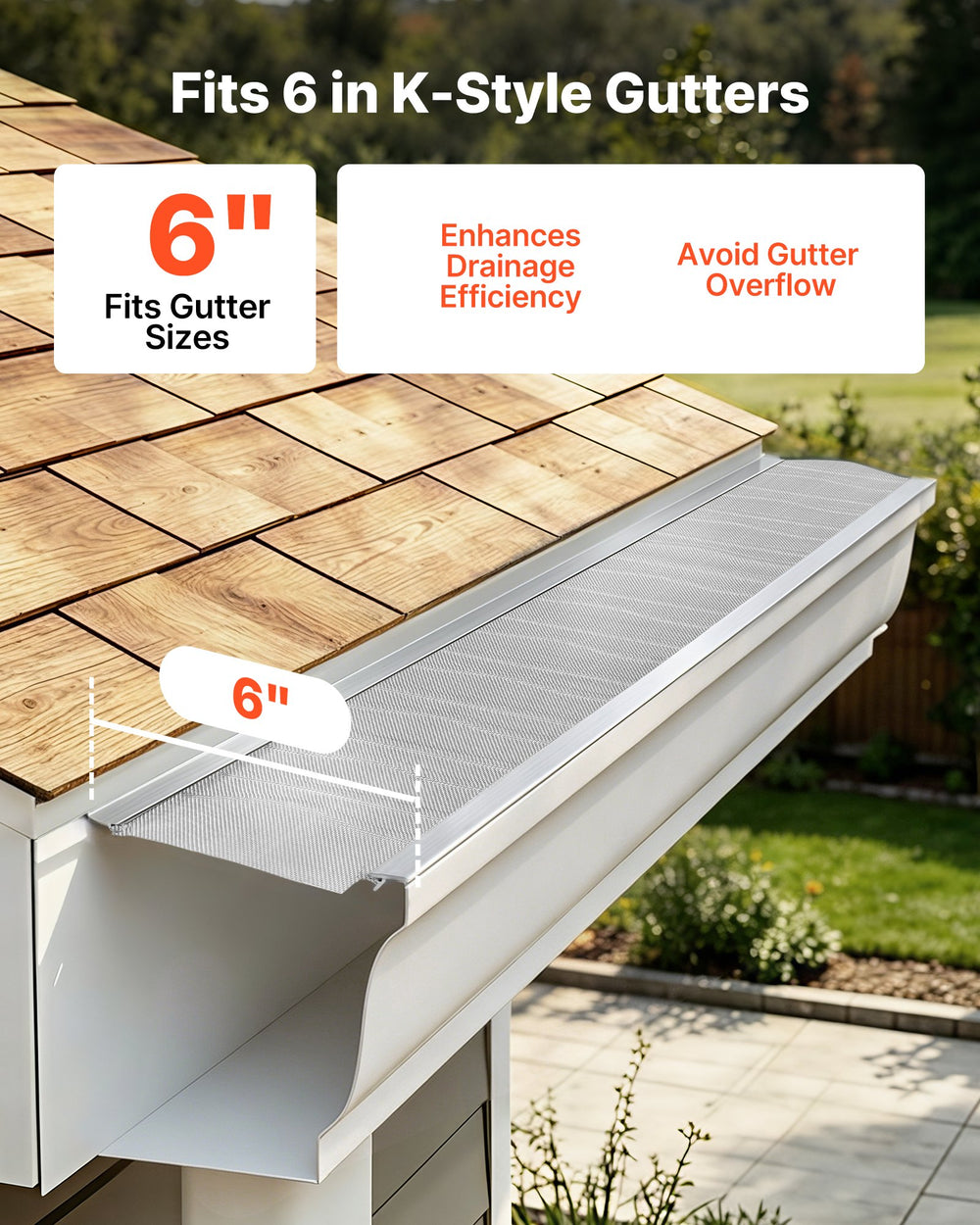 VEVOR Gutter Guard, 152.4 mm Aluminum Gutter Cover with Stainless Steel Micro Mesh, Heavy-Duty 14.63 m Length, 1.02 mm Thick, Leaf Guard for Debris and Pine Needles, Easy DIY, Screws Include, 12 PCS