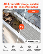 VEVOR Gutter Guard, 127mm Aluminum Gutter Cover with Stainless Steel Micro Mesh, Heavy-Duty 30.48m Length, 1.02mm Thickness, Leaf Guard for Debris and Pine Needles, Easy DIY, Screws Include, 20 PCS