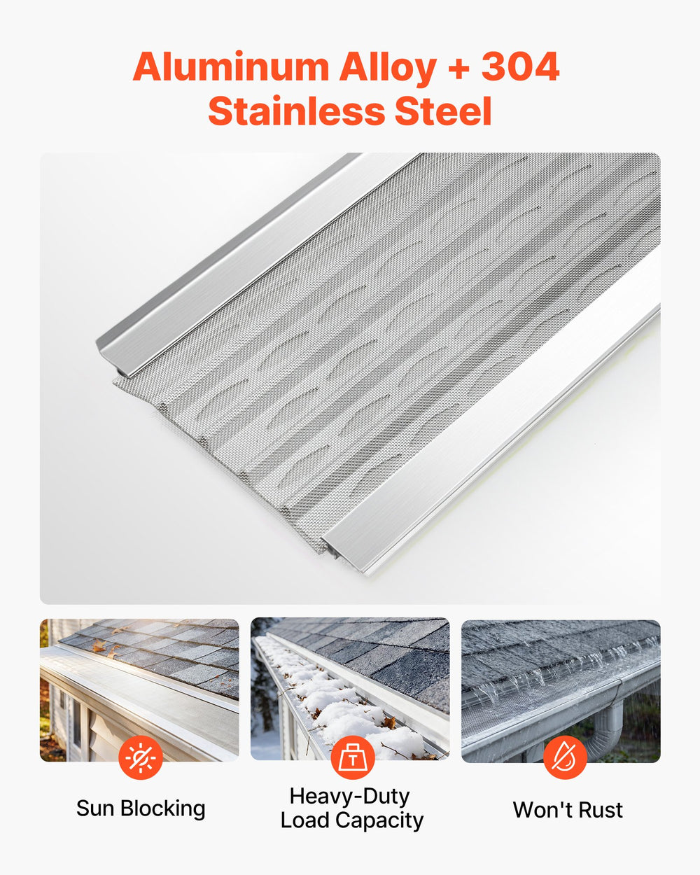 VEVOR Gutter Guard, 127mm Aluminum Gutter Cover with Stainless Steel Micro Mesh, Heavy-Duty 30.48m Length, 1.02mm Thickness, Leaf Guard for Debris and Pine Needles, Easy DIY, Screws Include, 20 PCS