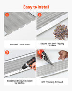 VEVOR Gutter Guard, 127mm Aluminum Gutter Cover with Stainless Steel Micro Mesh, Heavy-Duty 30.48m Length, 1.02mm Thickness, Leaf Guard for Debris and Pine Needles, Easy DIY, Screws Include, 20 PCS