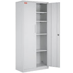 VEVOR Metal Storage Cabinet, Steel Locking Storage Cabinet with 2 Magnetic Doors and 4 Adjustable Shelves, 71'' Metal Cabinet 200 lbs Capacity per Shelf with 3 Keys, for Office, Home, Garage, White