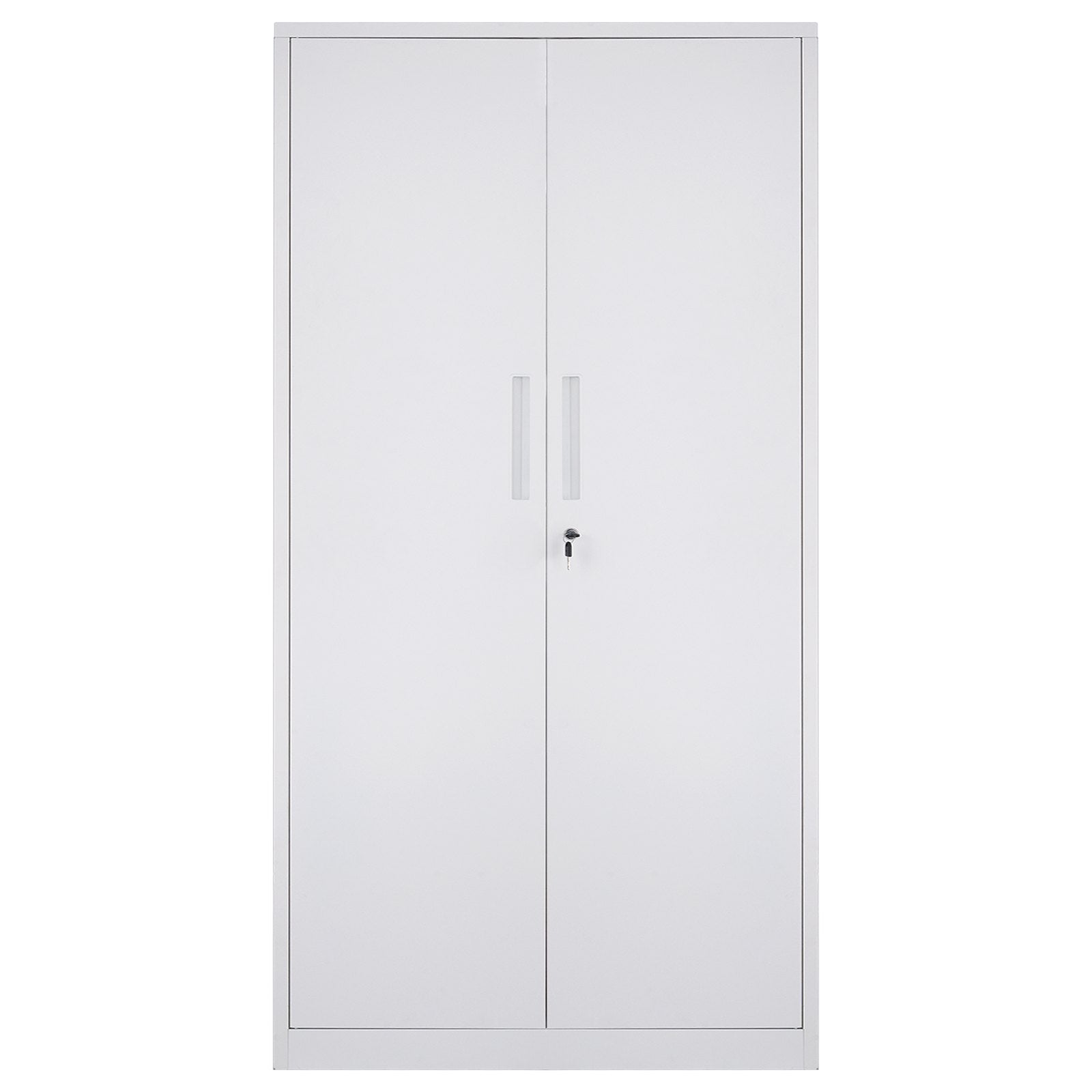 VEVOR Metal Storage Cabinet, Steel Locking Storage Cabinet with 2 Magnetic Doors and 4 Adjustable Shelves, 71'' Metal Cabinet 200 lbs Capacity per Shelf with 3 Keys, for Office, Home, Garage, White