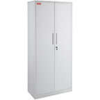 VEVOR Metal Storage Cabinet, Steel Locking Storage Cabinet with 2 Magnetic Doors and 4 Adjustable Shelves, 71'' Metal Cabinet 200 lbs Capacity per Shelf with 3 Keys, for Office, Home, Garage, White