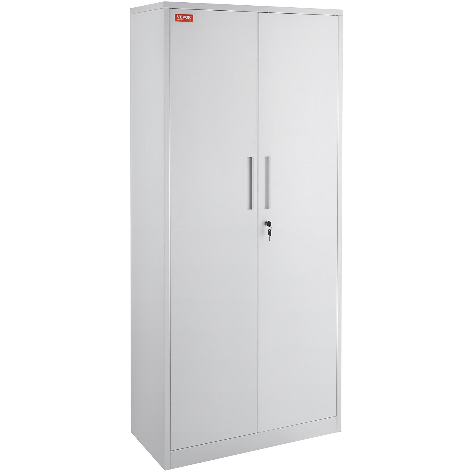 VEVOR Metal Storage Cabinet, Steel Locking Storage Cabinet with 2 Magnetic Doors and 4 Adjustable Shelves, 71'' Metal Cabinet 200 lbs Capacity per Shelf with 3 Keys, for Office, Home, Garage, White