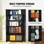 VEVOR Metal Storage Cabinet, Steel Locking Storage Cabinet with 2 Magnetic Doors and 4 Adjustable Shelves, 180.34 cm Metal Cabinet 90.7 kg Capacity per Shelf with 3 Keys, for Office, Home, Garage, Black