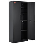 VEVOR Metal Storage Cabinet, Steel Locking Storage Cabinet with 2 Magnetic Doors and 4 Adjustable Shelves, 180.34 cm Metal Cabinet 90.7 kg Capacity per Shelf with 3 Keys, for Office, Home, Garage, Black