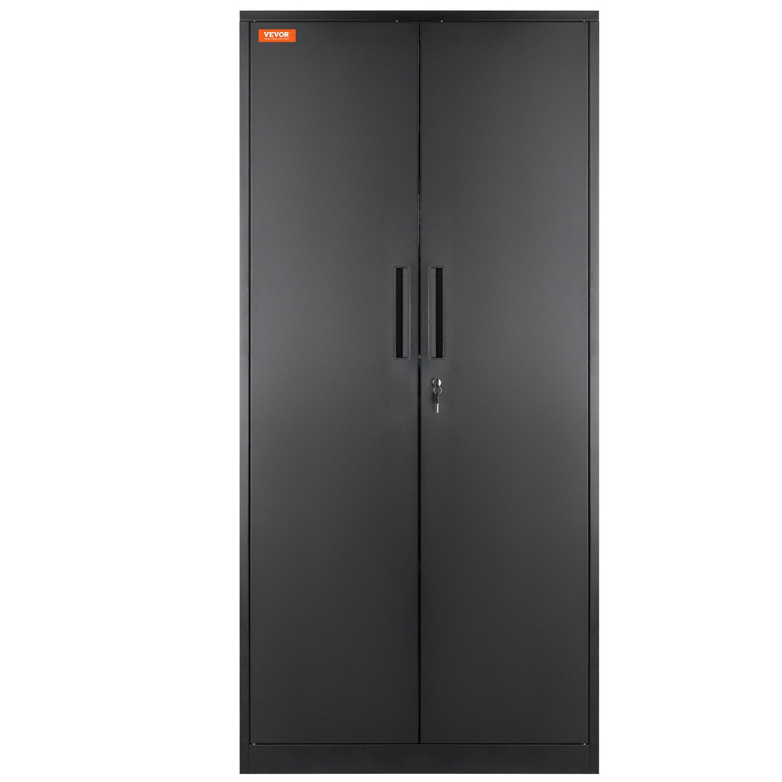 VEVOR Metal Storage Cabinet, Steel Locking Storage Cabinet with 2 Magnetic Doors and 4 Adjustable Shelves, 180.34 cm Metal Cabinet 90.7 kg Capacity per Shelf with 3 Keys, for Office, Home, Garage, Black