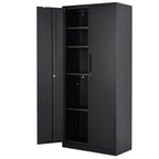 VEVOR Metal Storage Cabinet, Steel Locking Storage Cabinet with 2 Magnetic Doors and 4 Adjustable Shelves, 180.34 cm Metal Cabinet 90.7 kg Capacity per Shelf with 3 Keys, for Office, Home, Garage, Black