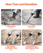 VEVOR Demolition Jack Hammer Concrete Breaker 2200W Electric Hammer 6 Chisel Bits