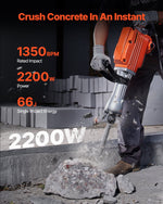 VEVOR Demolition Jack Hammer Concrete Breaker 2200W Electric Hammer 2 Chisel Bits