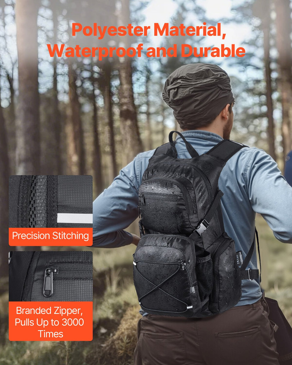 VEVOR Hydration Backpack, 25L Insulated Hydration Pack Backpack with 2L TPU Water Bladder, Hiking Water Backpack with Storage for Men Women, Hydro Water Daypack for Hiking Running Cycling Camping