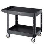 VEVOR Utility Cart, 550 lbs Load Capacity, 37 x 25.4-inch Service Cart, Two-Shelf Heavy Duty Plastic Utility Cart with 360° Swivel Wheels (2 with Brakes), Suitable for Warehouse, Garage, Cleaning