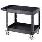 VEVOR Utility Cart, 550 lbs Load Capacity, 37 x 25.4-inch Service Cart, Two-Shelf Heavy Duty Plastic Utility Cart with 360° Swivel Wheels (2 with Brakes), Suitable for Warehouse, Garage, Cleaning