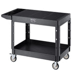 VEVOR Utility Cart, 550 lbs Load Capacity, 37 x 25.4-inch Service Cart, Two-Shelf Heavy Duty Plastic Utility Cart with 360° Swivel Wheels (2 with Brakes), Suitable for Warehouse, Garage, Cleaning