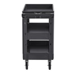 VEVOR Utility Service Cart, 550 LBS Laod Capacity, 3 Shelf Heavy Duty Plastic Rolling Utility Cart with 360° Swivel Wheels (2 with Brakes), Ergonomic Storage Handle for Warehouse/Garage/Cleaning