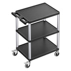 VEVOR Utility Cart, 300 lbs Load Capacity, 27.6 x 18.1-inch Service Cart, Three-Shelf Heavy Duty Plastic Utility Cart with 360° Swivel Wheels (2 with Brakes), Suitable for Warehouse, Garage, Cleaning