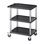VEVOR Utility Cart, 300 lbs Load Capacity, 27.6 x 18.1-inch Service Cart, Three-Shelf Heavy Duty Plastic Utility Cart with 360° Swivel Wheels (2 with Brakes), Suitable for Warehouse, Garage, Cleaning