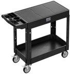 VEVOR Utility Cart, 550 lbs Load Capacity, 31.3 x 17.7-inch Service Cart, Two-Shelf Heavy Duty Plastic Utility Cart with 360° Swivel Wheels (2 with Brakes), Suitable for Warehouse, Garage, Cleaning