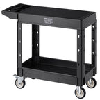 VEVOR Utility Cart, 550 lbs Load Capacity, 31.3 x 17.7-inch Service Cart, Two-Shelf Heavy Duty Plastic Utility Cart with 360° Swivel Wheels (2 with Brakes), Suitable for Warehouse, Garage, Cleaning