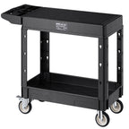 VEVOR Utility Cart, 550 lbs Load Capacity, 31.3 x 17.7-inch Service Cart, Two-Shelf Heavy Duty Plastic Utility Cart with 360° Swivel Wheels (2 with Brakes), Suitable for Warehouse, Garage, Cleaning