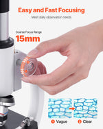 VEVOR Monocular Microscope for Adults, Professional Compound Microscope Kit, 40-2000X Magnification, Aluminum Alloy Body, Includes LED Light and Phone Holder, for Laboratory, School, Home, Education
