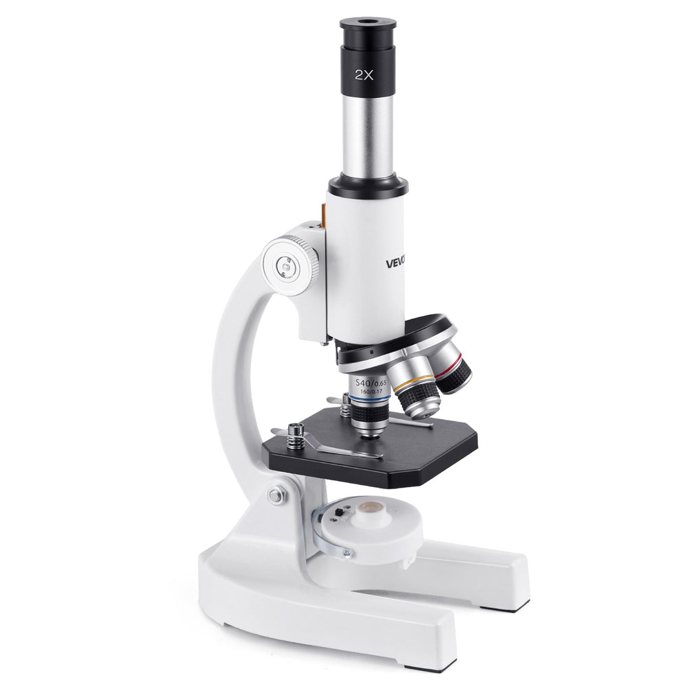 VEVOR Monocular Microscope for Adults, Professional Compound Microscope Kit, 40-2000X Magnification, Aluminum Alloy Body, Includes LED Light and Phone Holder, for Laboratory, School, Home, Education