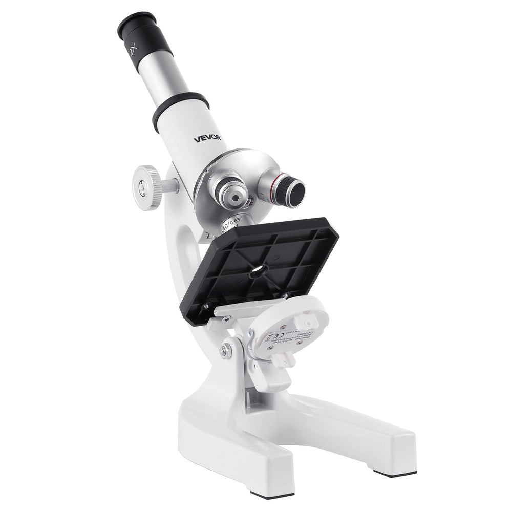 VEVOR Monocular Microscope for Adults, Professional Compound Microscope Kit, 40-2000X Magnification, Aluminum Alloy Body, Includes LED Light and Phone Holder, for Laboratory, School, Home, Education