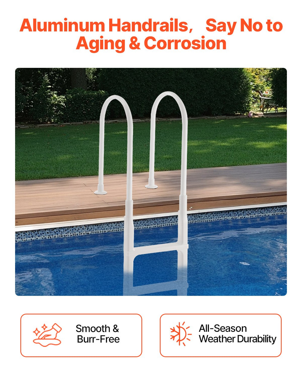 VEVOR Swimming Pool Ladder, 4-Step Double Handrails Stair, Non-slip Thickened Heavy Duty Steps, Load Capacity 300 lb, for 48-54 In Inground & Above-ground Pools of Any Deck Surface Indoor & Outdoor