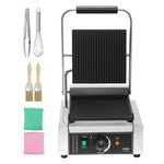 VEVOR Commercial Panini Grill, 1800W Electric Sandwich Panini Maker, Stainless Steel Sandwich Press Grill, Panini Grill with Temp Control & 9"x9" Flat Enamel Plate, for Hamburger Steak Bacon