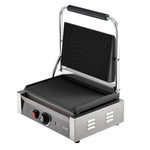 VEVOR Commercial Panini Grill, 2200W Electric Sandwich Panini Maker, Stainless Steel Sandwichs Press Grill with Handle and Temp Control, 34x23 cm Full Grooved Enamel Plate, for Hamburger Steak Bacon