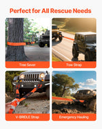 VEVOR Recovery Tow Strap 76.2 mm, 2.4 m 16329 kg Break Strength, Triple Reinforced Loop Straps, Tree Saver, Winch Line Extension Strap, Off Road Towing and Recovery, Extreme Weather Resistance