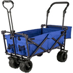 VEVOR Collapsible Wagon with Canopy, 220lbs Foldable Wagon, Beach Wagon Cart with Big Wheels and Canopy with Adjustable Push Pulling Handles