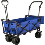 VEVOR Collapsible Wagon with Canopy, 220lbs Foldable Wagon, Beach Wagon Cart with Big Wheels and Canopy with Adjustable Push Pulling Handles