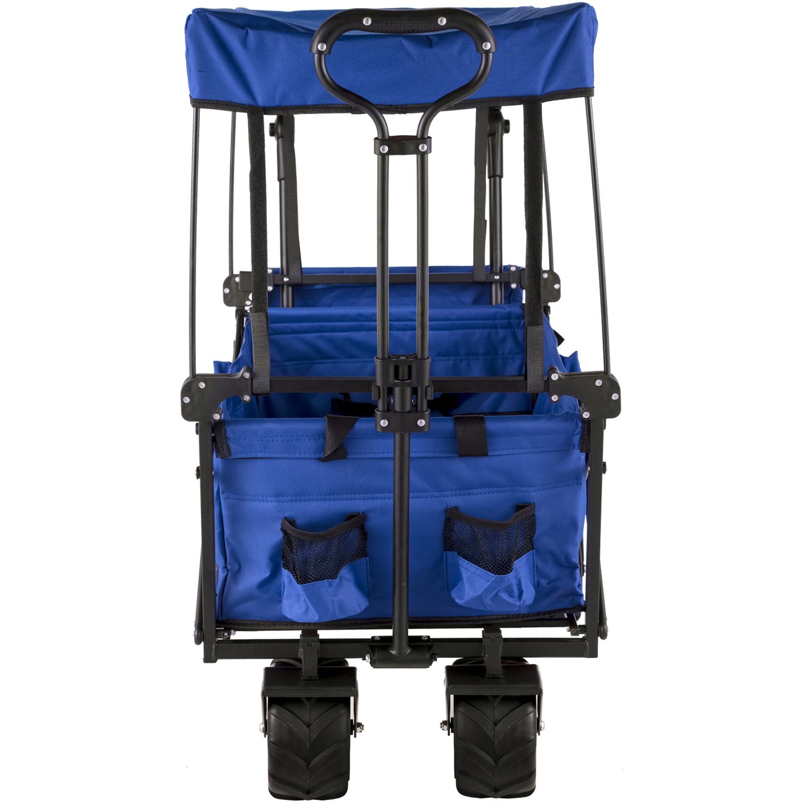 VEVOR Collapsible Wagon with Canopy, 220lbs Foldable Wagon, Beach Wagon Cart with Big Wheels and Canopy with Adjustable Push Pulling Handles