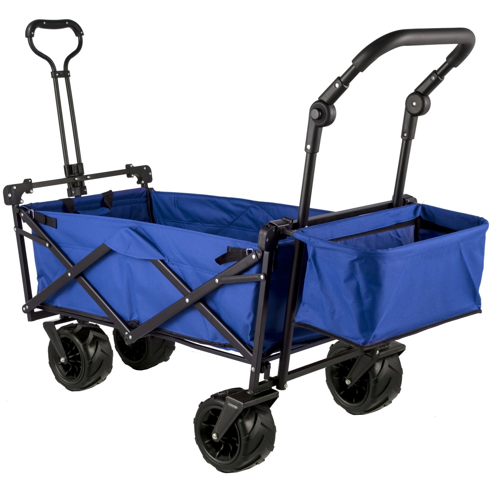 VEVOR Collapsible Wagon with Canopy, 220lbs Foldable Wagon, Beach Wagon Cart with Big Wheels and Canopy with Adjustable Push Pulling Handles