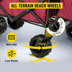 VEVOR Collapsible Wagon with Removable Canopy, 220lbs Heavy Duty Foldable Beach Wagon with Big Wheels, Folding Outdoor Utility Wagon Garden Cart with Adjustable Push Pulling Handles