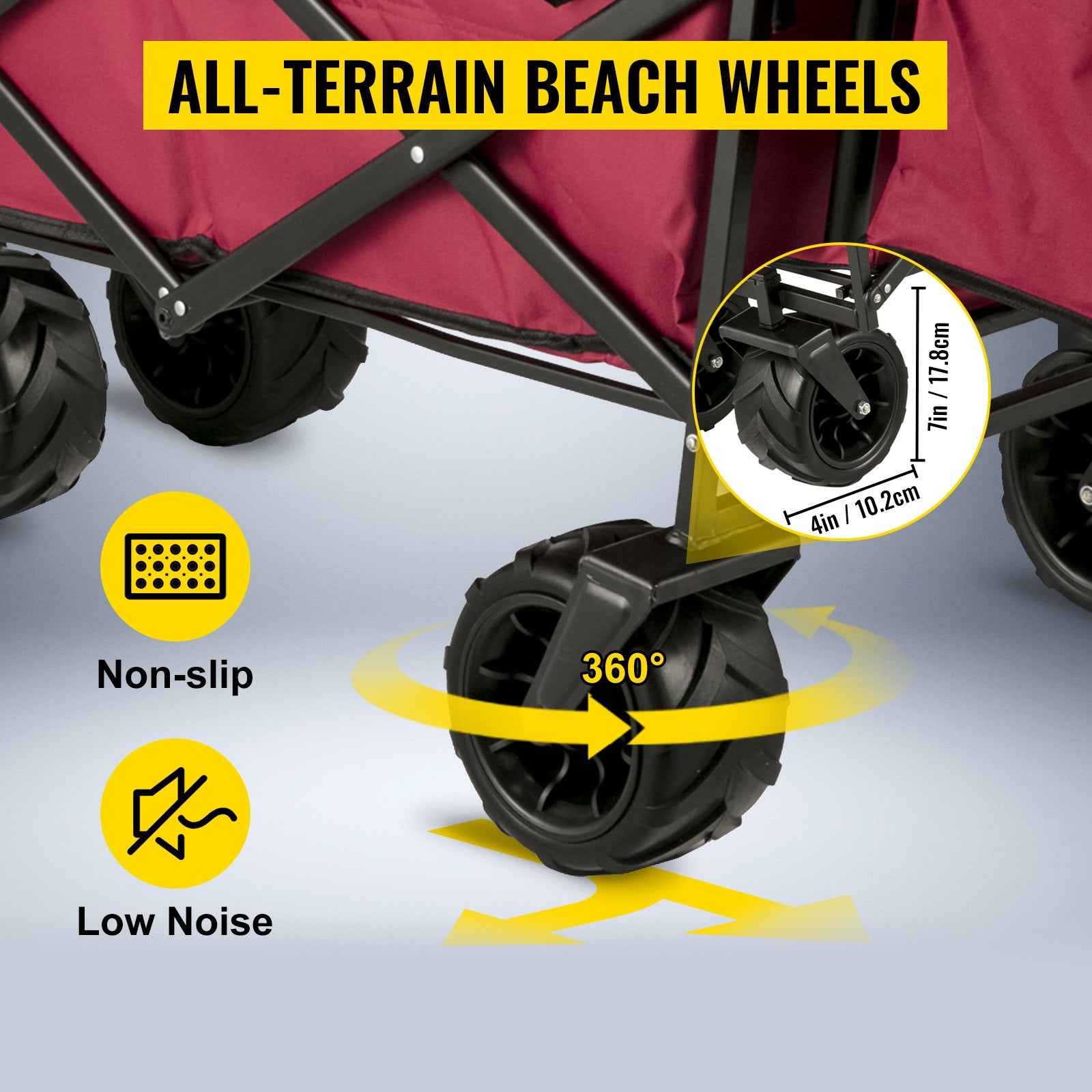 VEVOR Collapsible Wagon with Removable Canopy, 220lbs Heavy Duty Foldable Beach Wagon with Big Wheels, Folding Outdoor Utility Wagon Garden Cart with Adjustable Push Pulling Handles