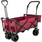 VEVOR Collapsible Wagon with Removable Canopy, 220lbs Heavy Duty Foldable Beach Wagon with Big Wheels, Folding Outdoor Utility Wagon Garden Cart with Adjustable Push Pulling Handles