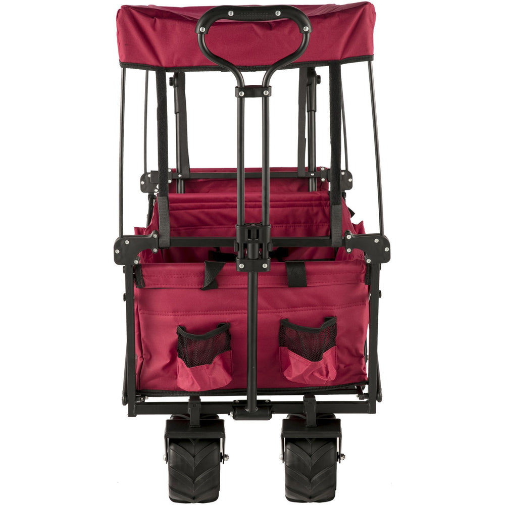 VEVOR Collapsible Wagon with Removable Canopy, 220lbs Heavy Duty Foldable Beach Wagon with Big Wheels, Folding Outdoor Utility Wagon Garden Cart with Adjustable Push Pulling Handles