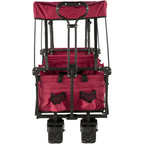 VEVOR Collapsible Wagon with Removable Canopy, 220lbs Heavy Duty Foldable Beach Wagon with Big Wheels, Folding Outdoor Utility Wagon Garden Cart with Adjustable Push Pulling Handles